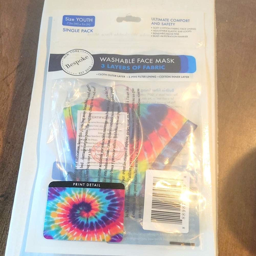 🆕️ Bespoke Washable face mask Multi tie dye Youth